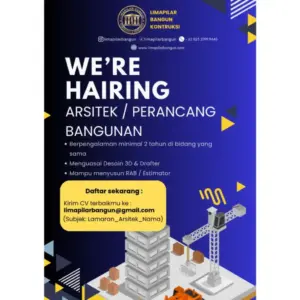 Lowongan Kerja Arsitek / Perancang Bangunan di Limapilar Bangun Konstruksi (Solo)