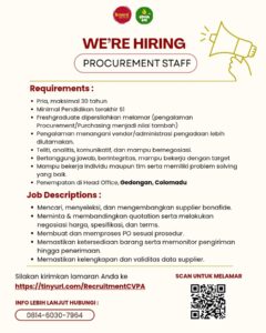 Lowongan Kerja di CV Pesta Abadi (5 Posisi (PROCUREMENT STAFF, PERSONAL HYGIENE, dll)) – Solo Raya