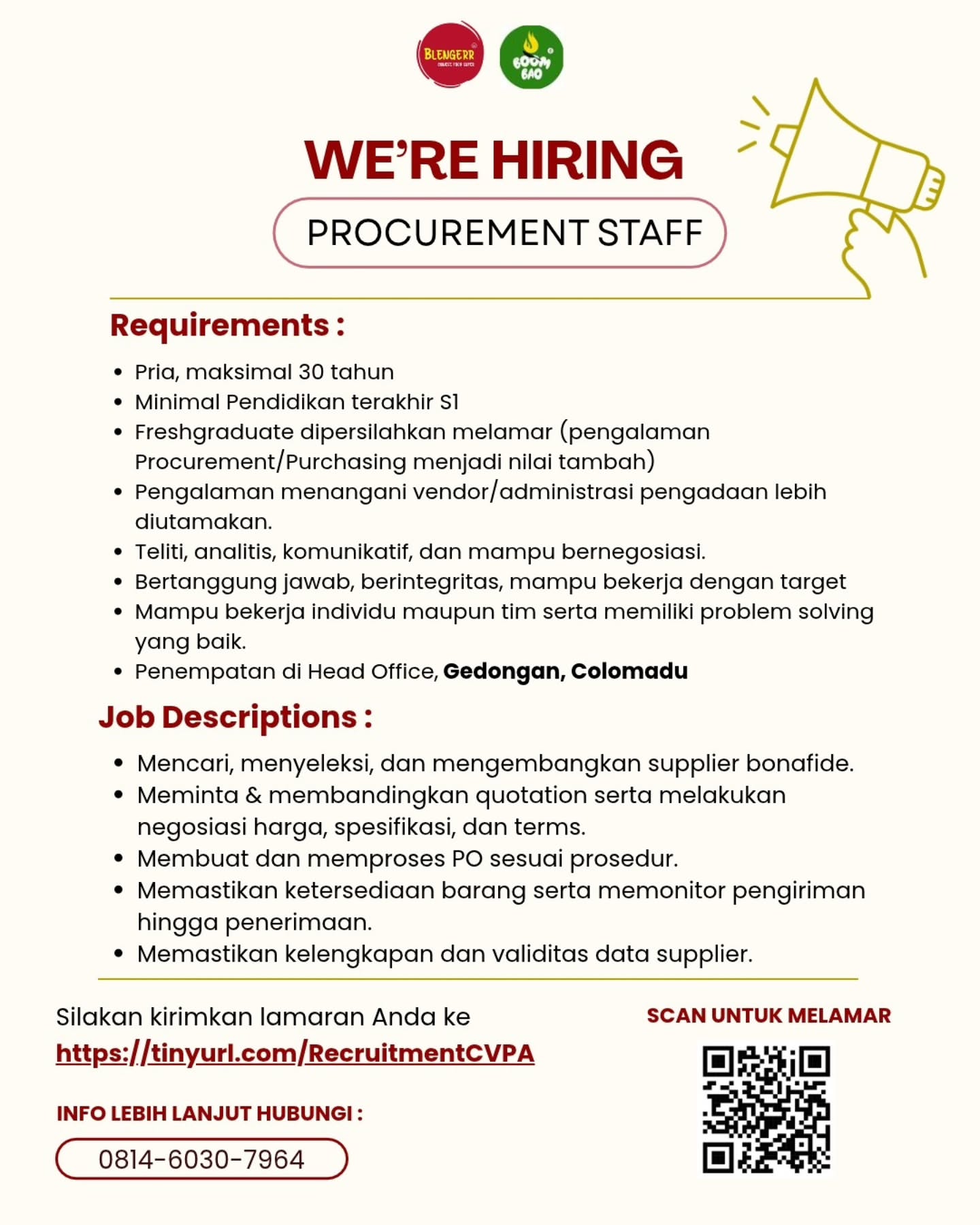 Poster Lowongan Kerja CV Pesta Abadi Slide 1