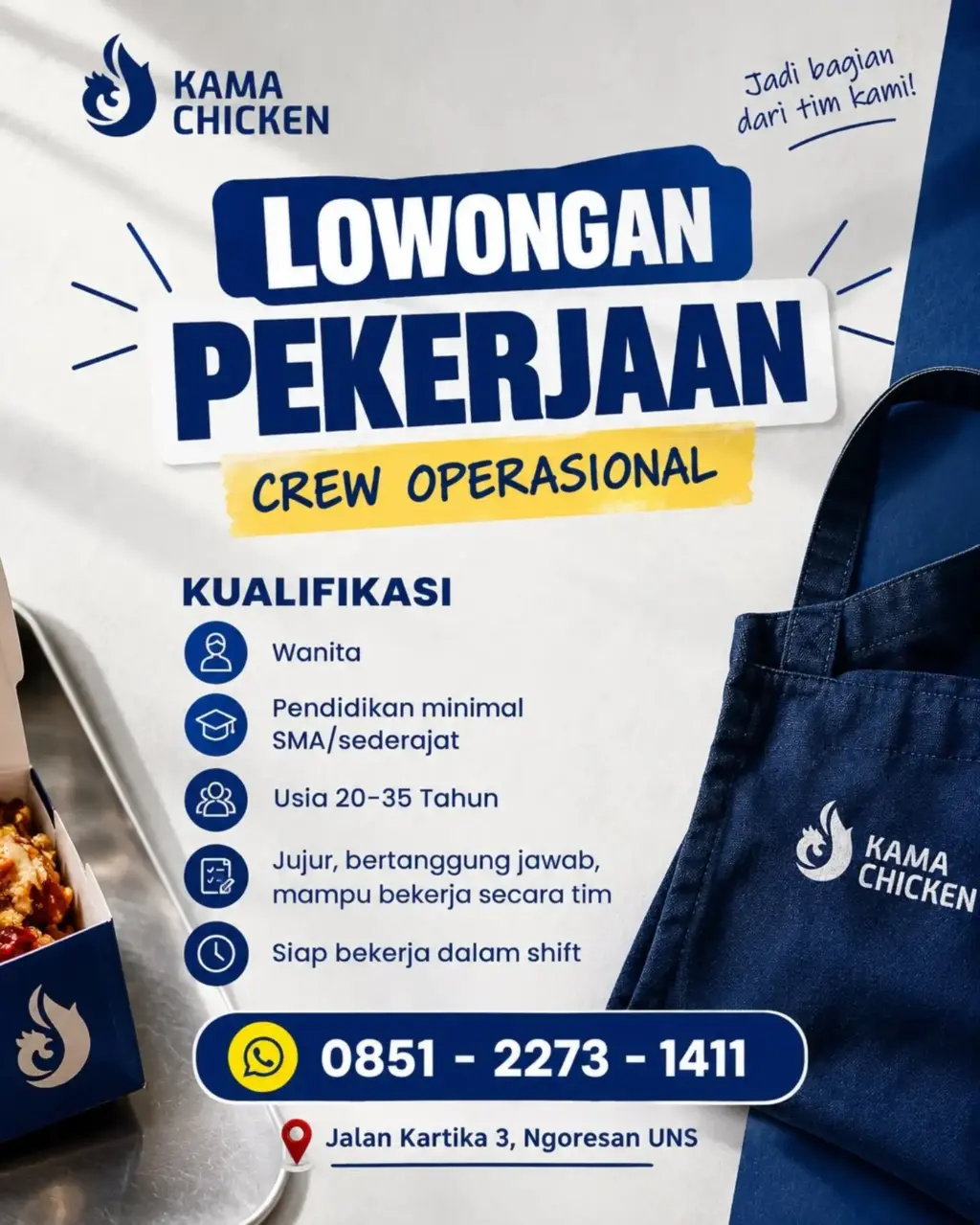 Poster Lowongan Kerja CREW OPERASIONAL - KAMA CHICKEN
