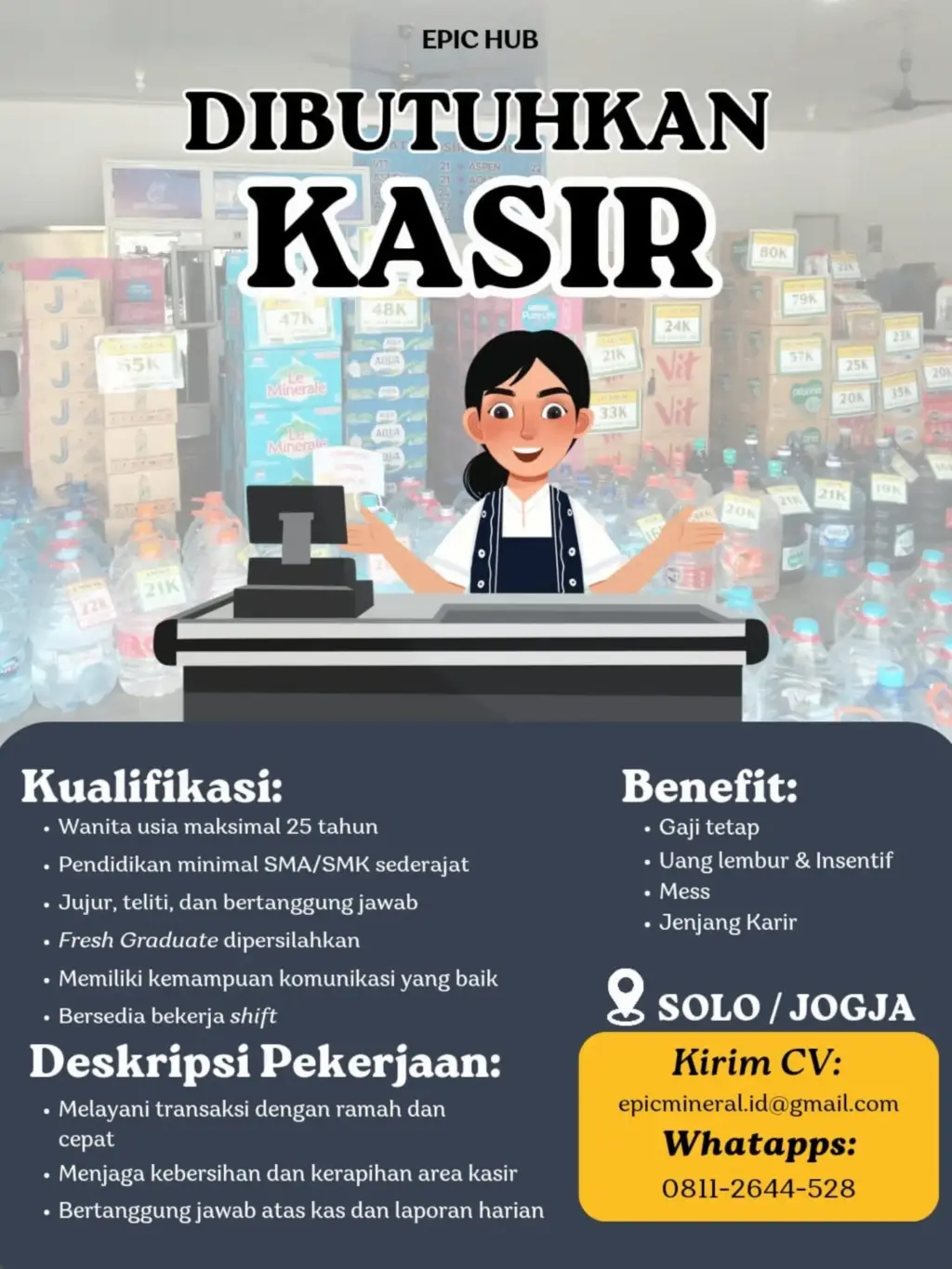 Poster Lowongan Kerja Kasir - EPIC HUB