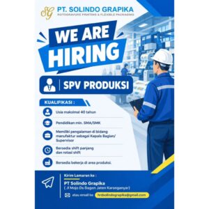 Lowongan Kerja SPV Produksi di PT Solindo Grapika (Jaten, Karanganyar)