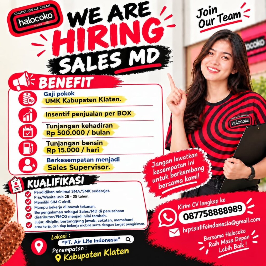 Poster Lowongan Kerja PT Air Life Indonesia - Halocoko Ice Cream Slide 2