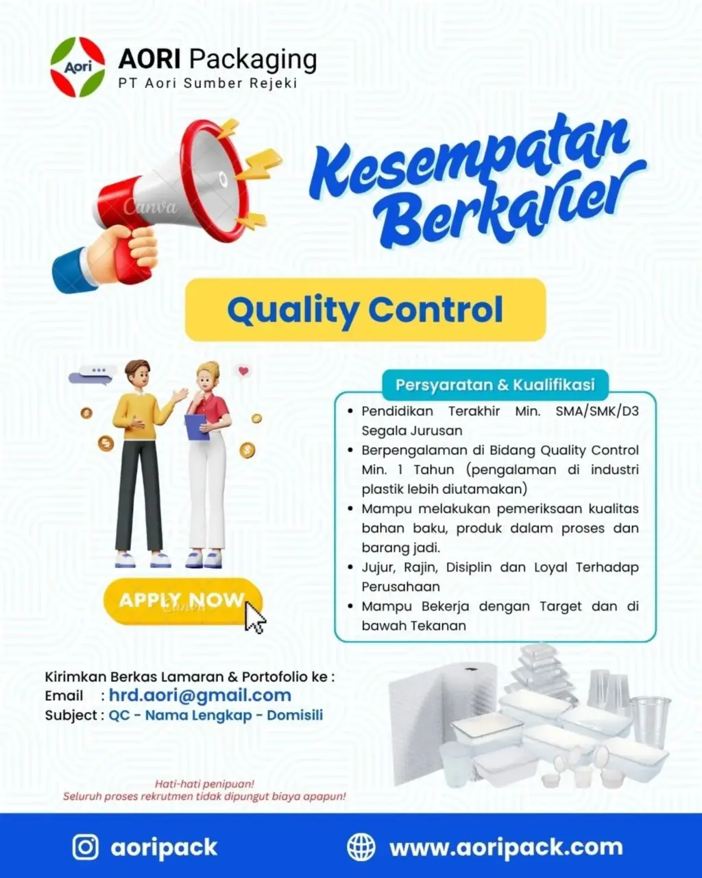 Poster Lowongan Kerja PT AORI SUMBER REJEKI Slide 2