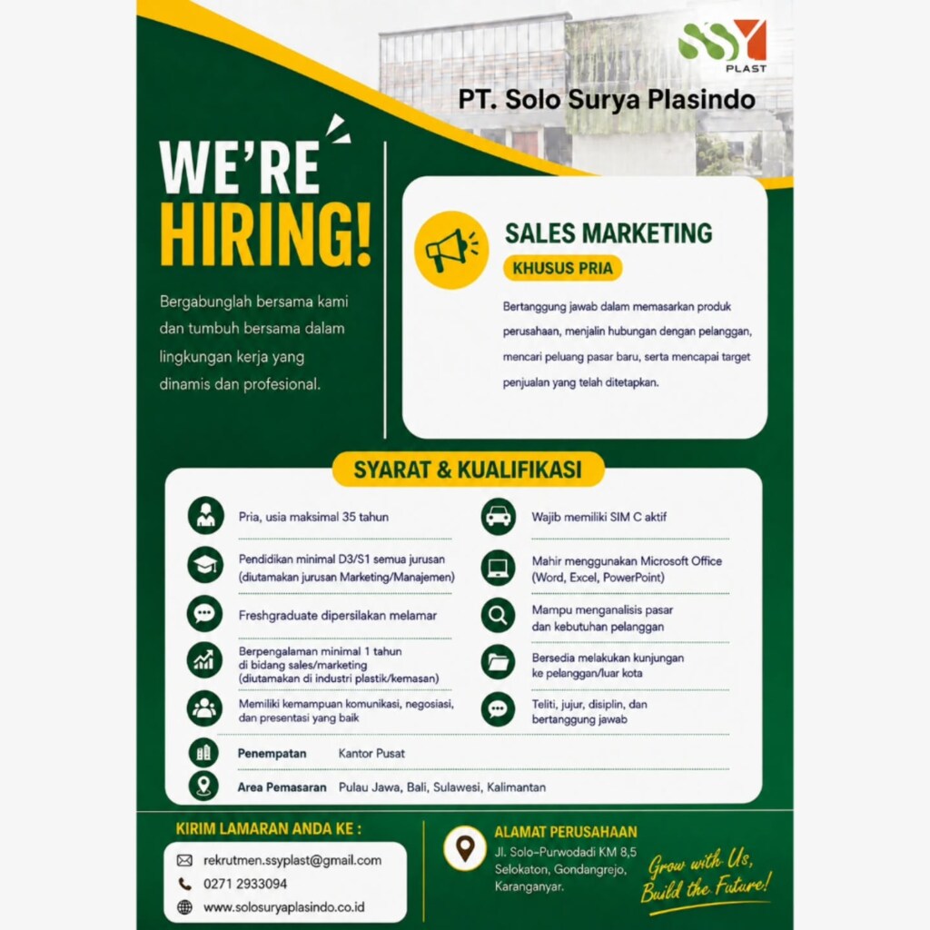 Poster Lowongan Kerja PT. Solo Surya Plasindo Slide 2
