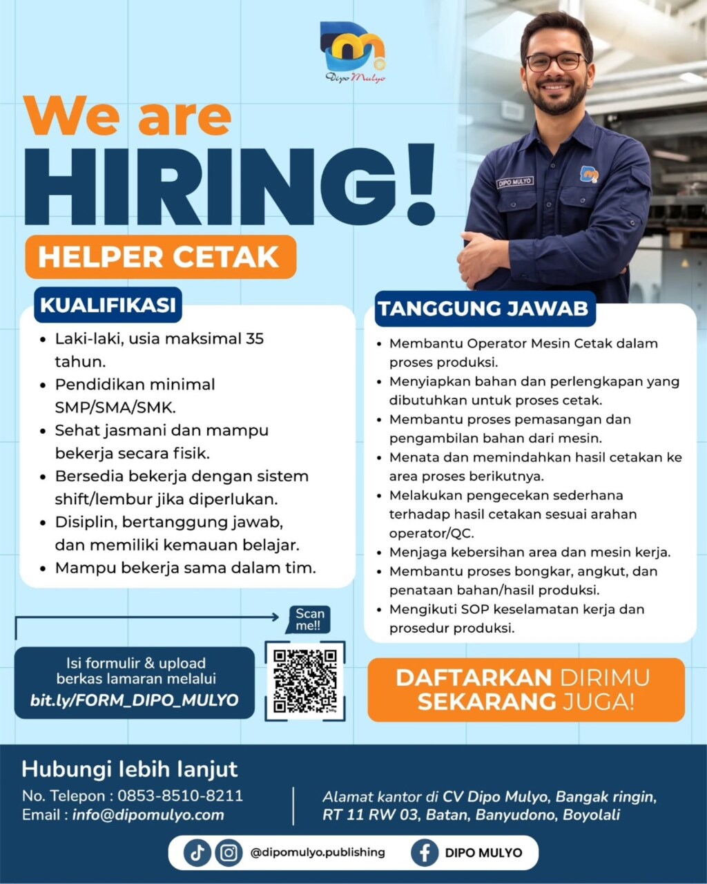 Poster Lowongan Kerja CV Dipo Mulyo Slide 2