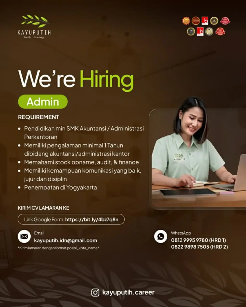 Poster Lowongan Kerja KAYUPUTIH FAMILY REFLEXOLOGY Slide 2