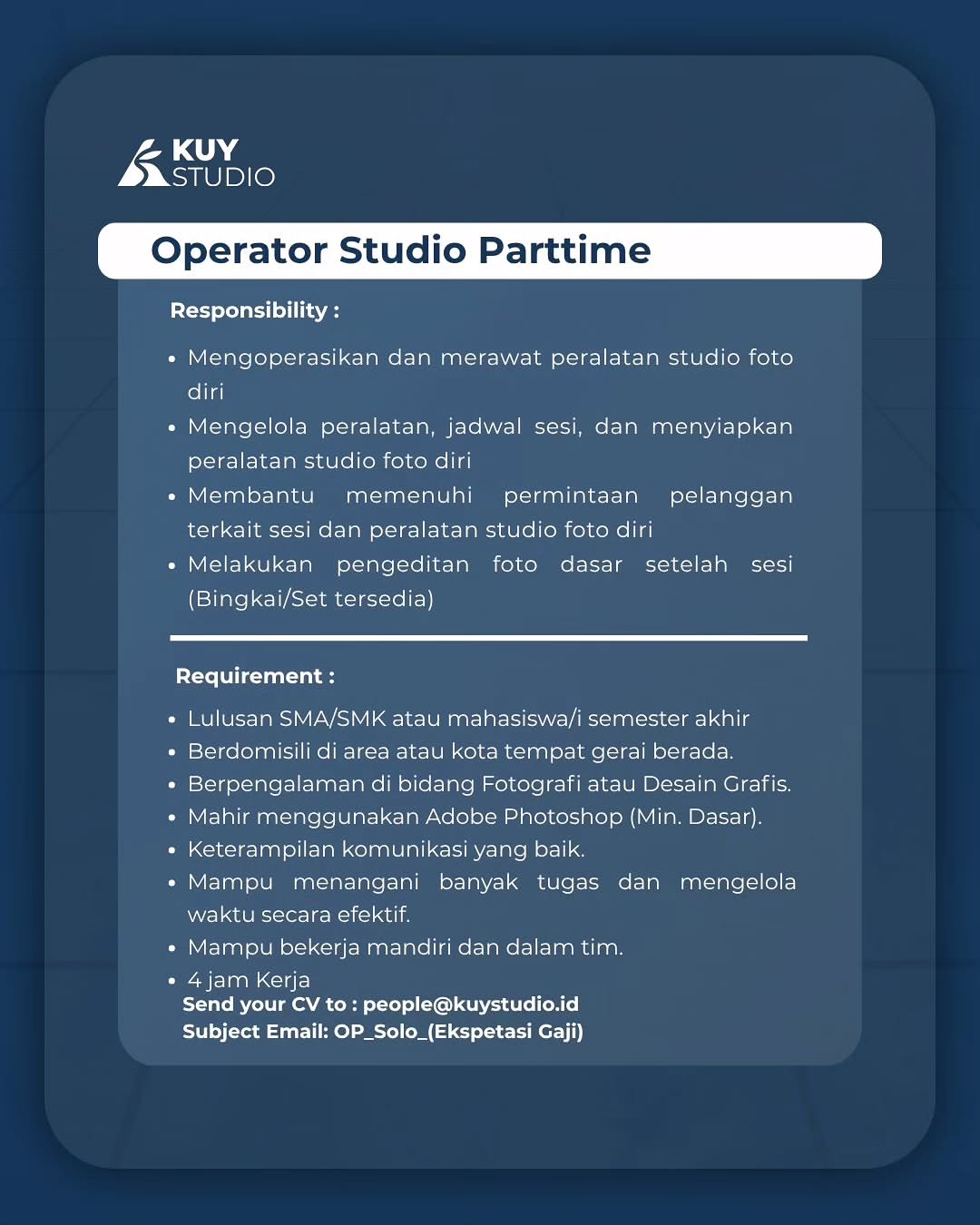 Poster Lowongan Kerja Kuy Studio Slide 2