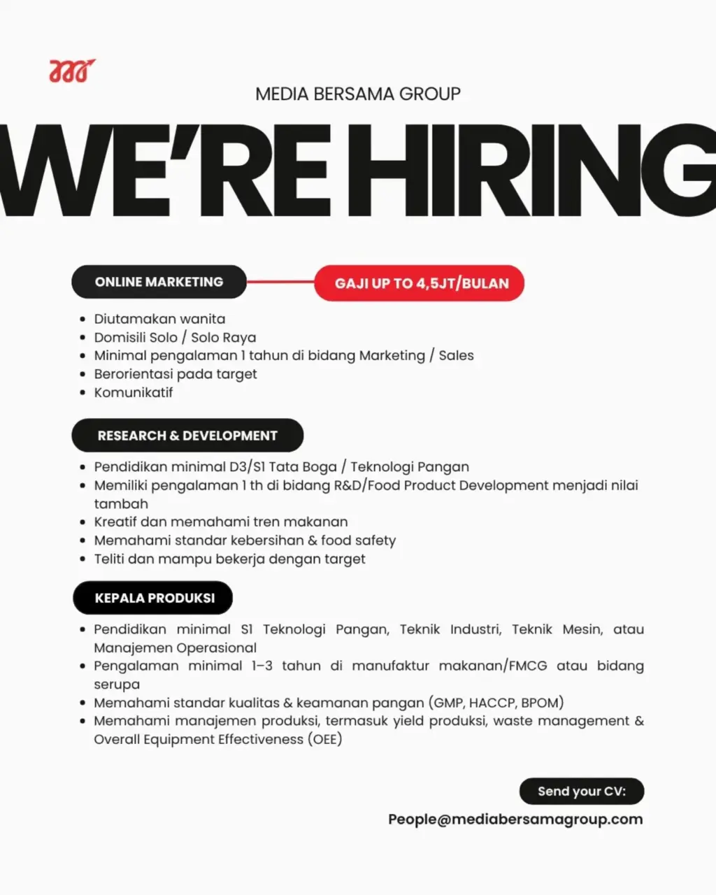 Poster Lowongan Kerja PT Media Bersama Group Slide 2