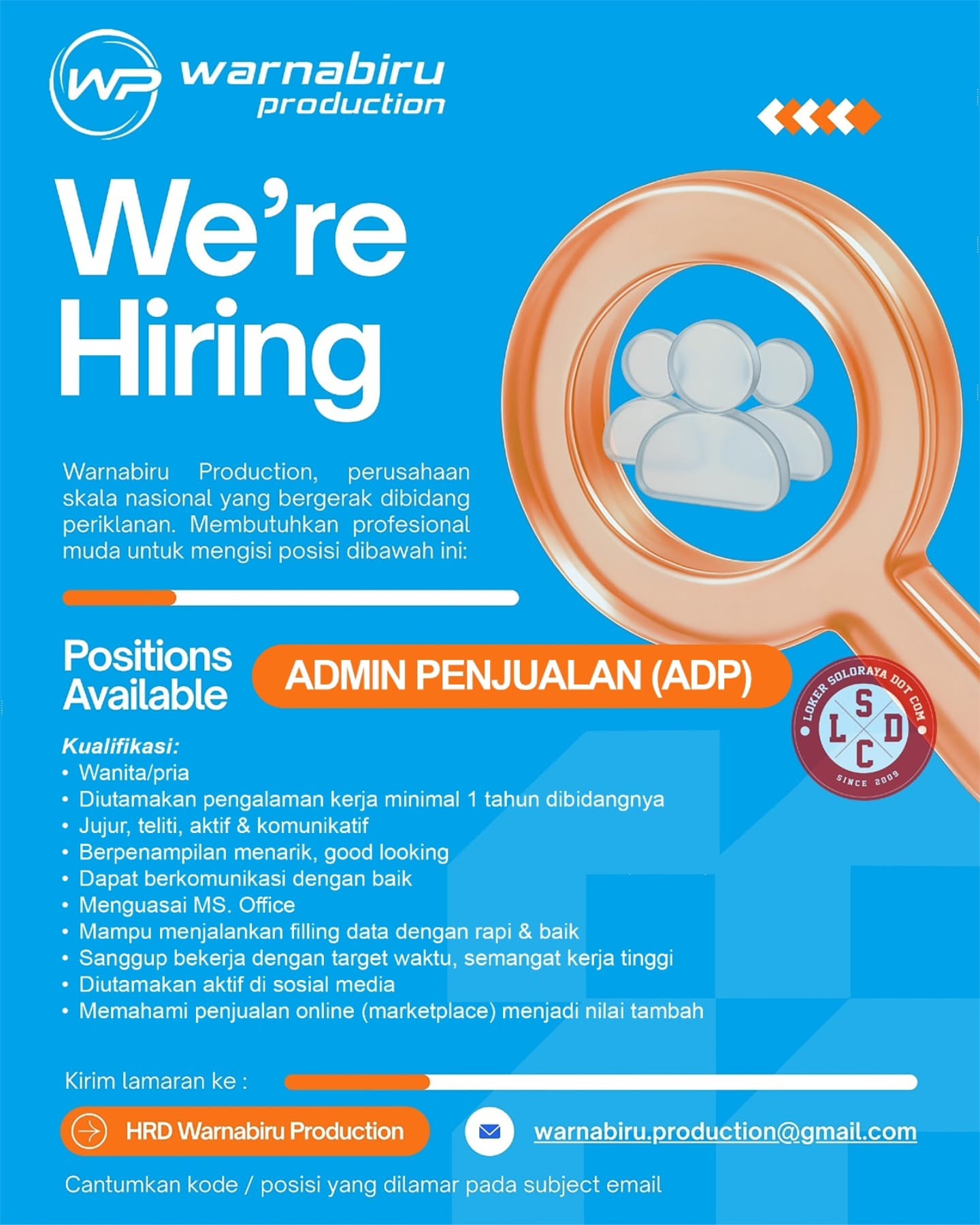 Poster Lowongan Kerja Warnabiru Production Slide 2