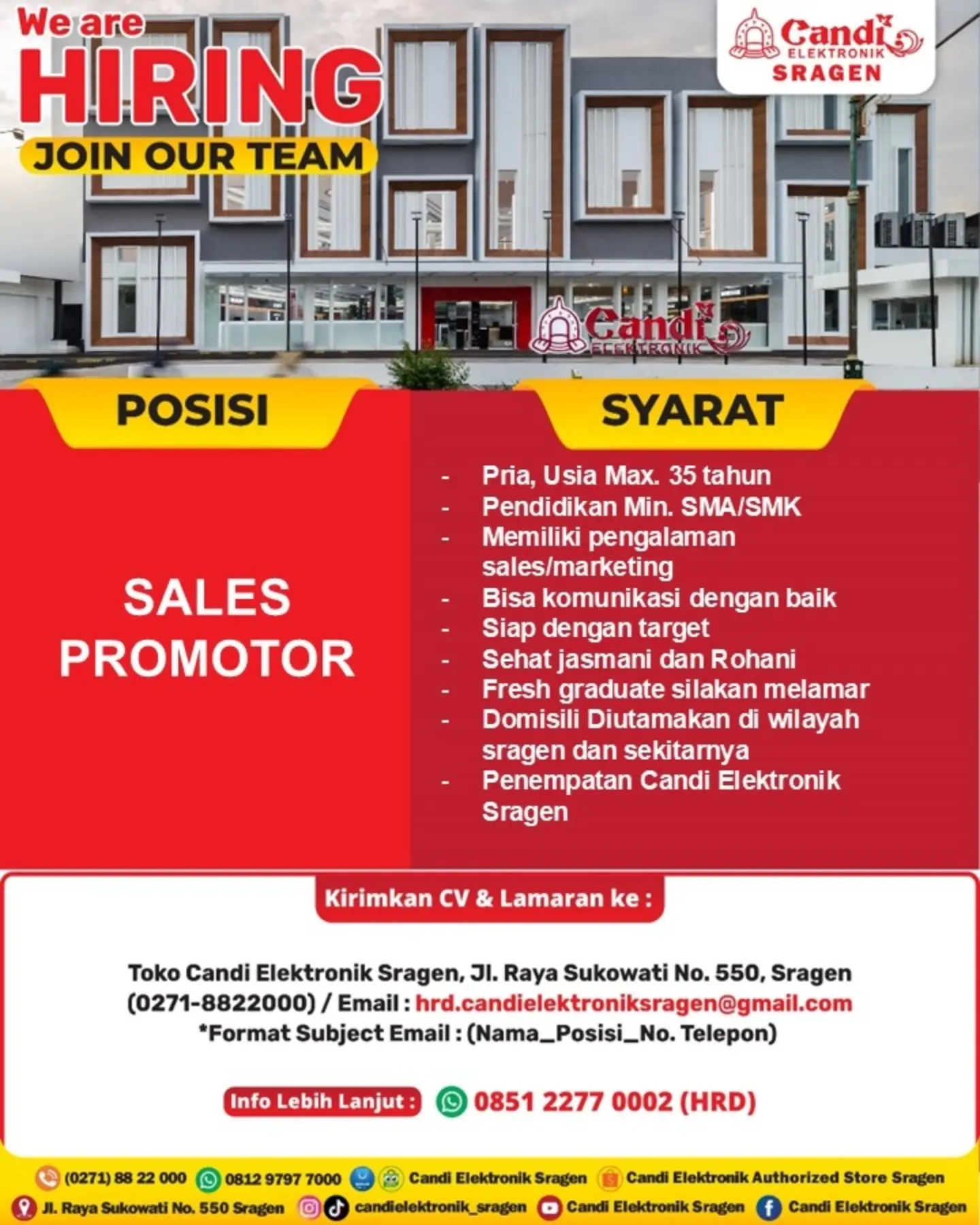 Poster Lowongan Kerja Candi Elektronik Sragen Slide 2