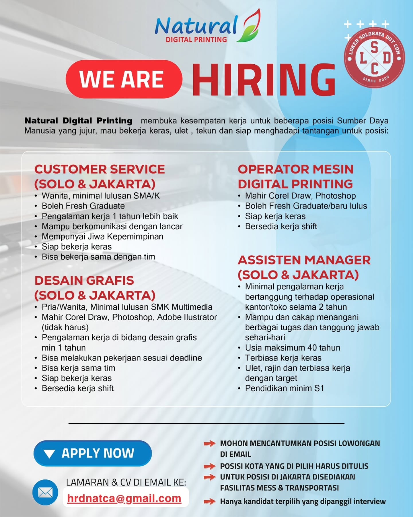 Poster Lowongan Kerja Natural Digital Printing Slide 2