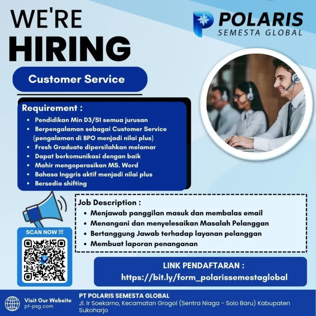 Poster Lowongan Kerja PT POLARIS SEMESTA GLOBAL Slide 2