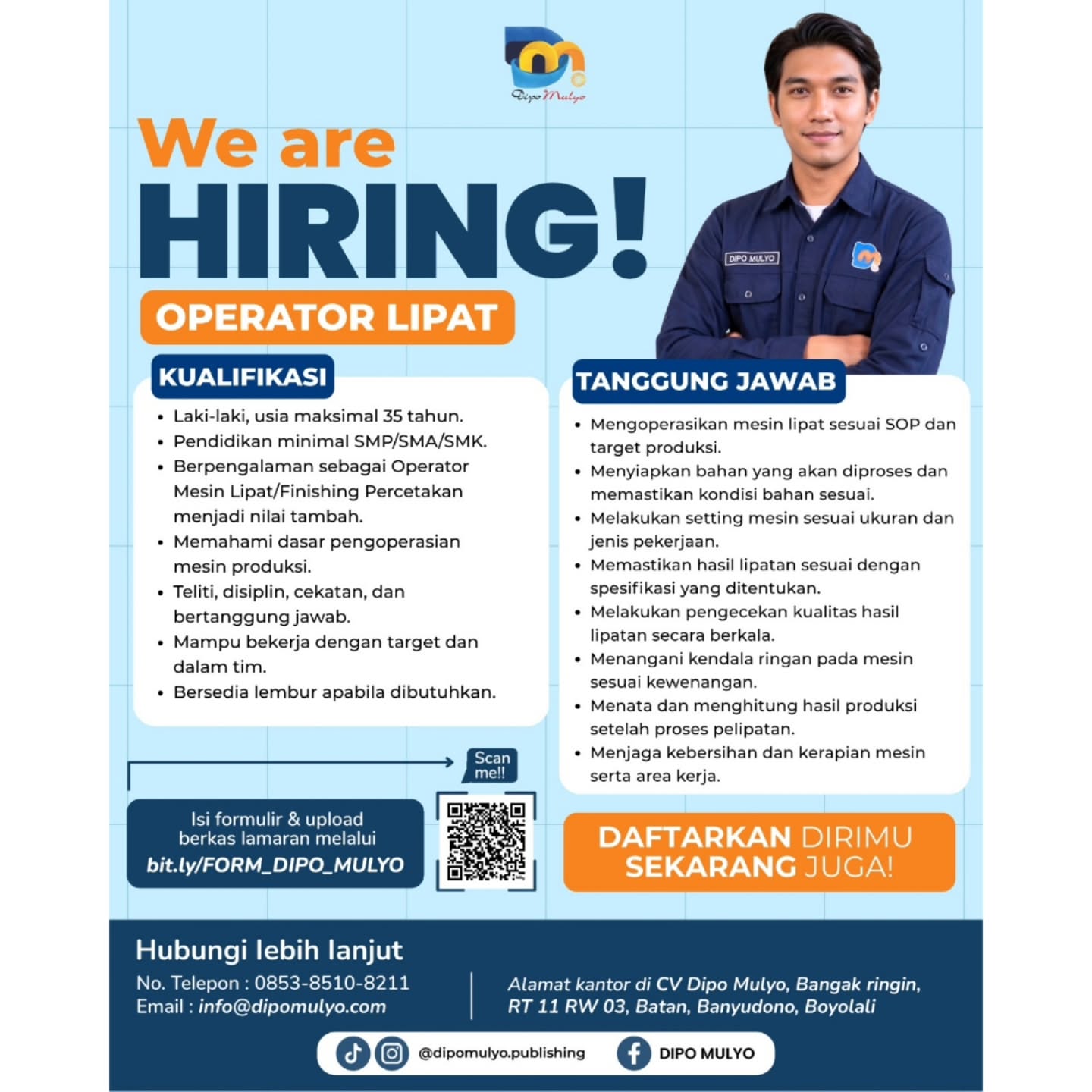 Poster Lowongan Kerja CV Dipo Mulyo Slide 2