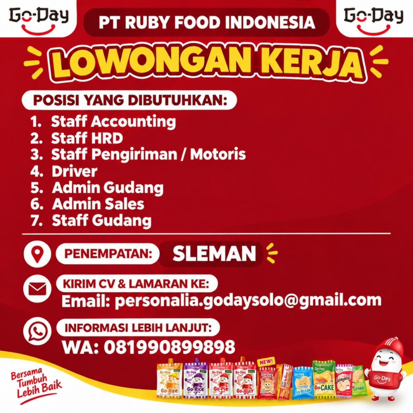 Poster Lowongan Kerja Go-Day (PT Pulau Hijau Sumber Mimpi) Slide 2