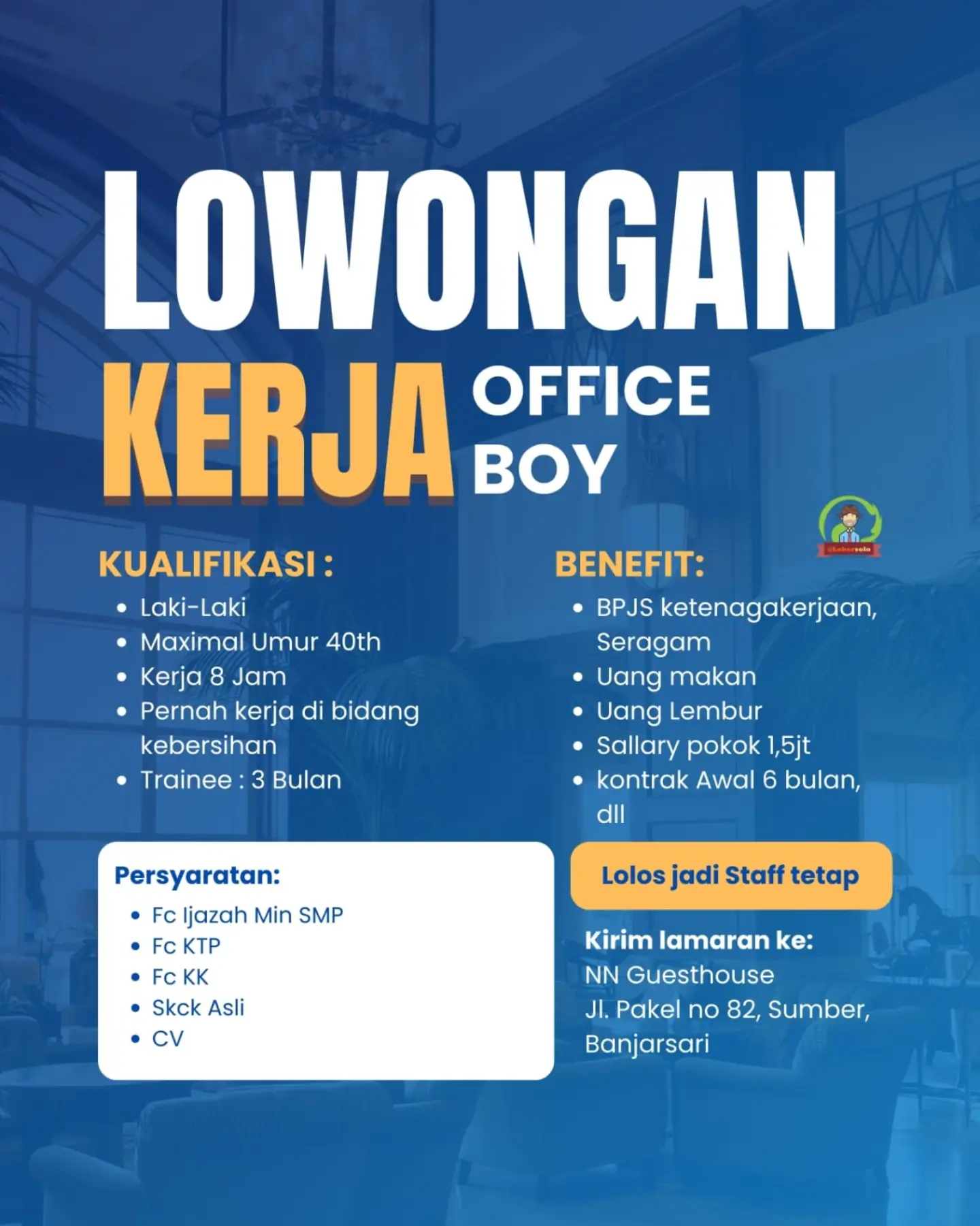 Poster Lowongan Kerja NN Guest House Slide 2