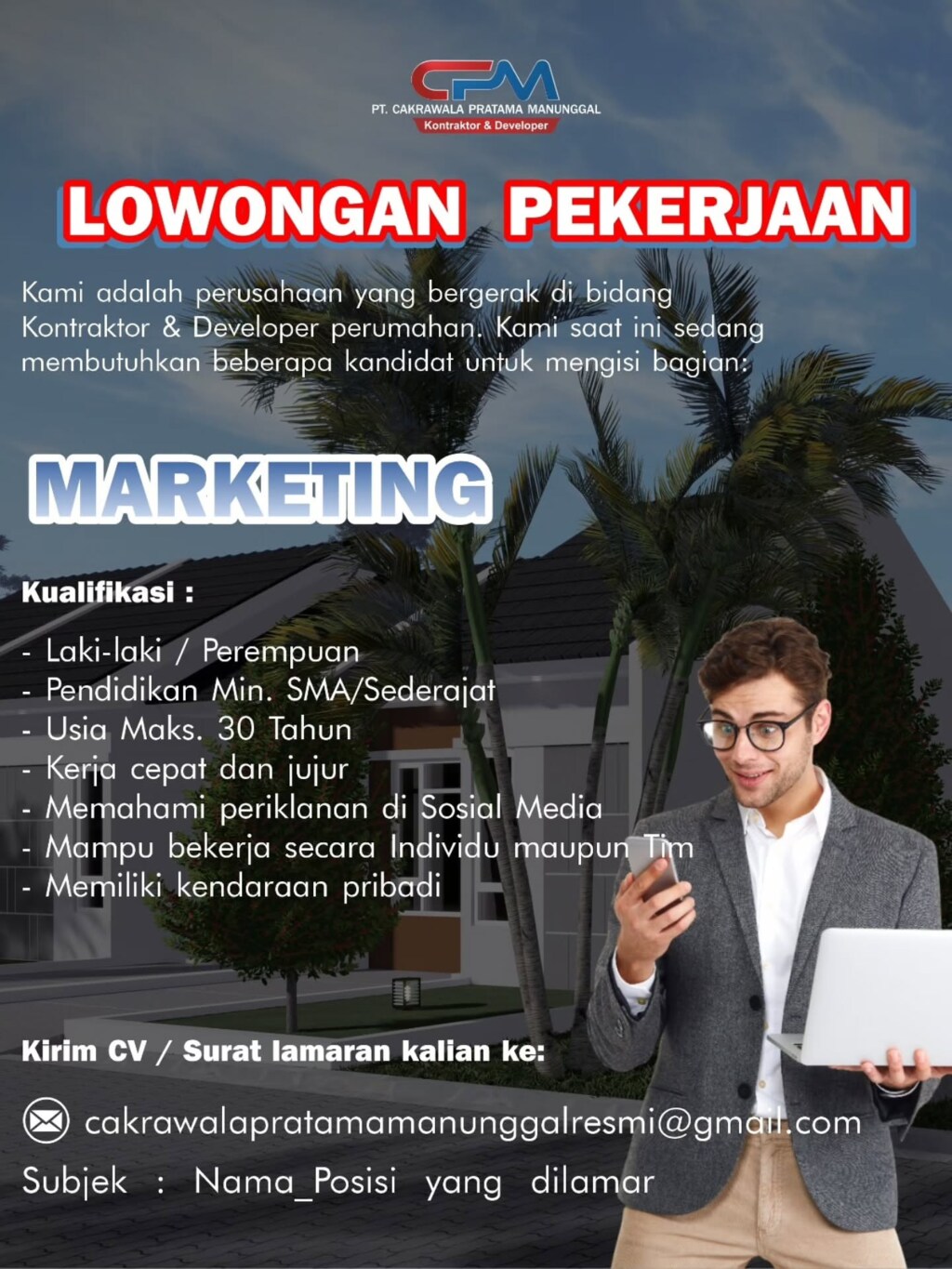 Poster Lowongan Kerja PT. Cakrawala Pratama Manunggal Slide 2
