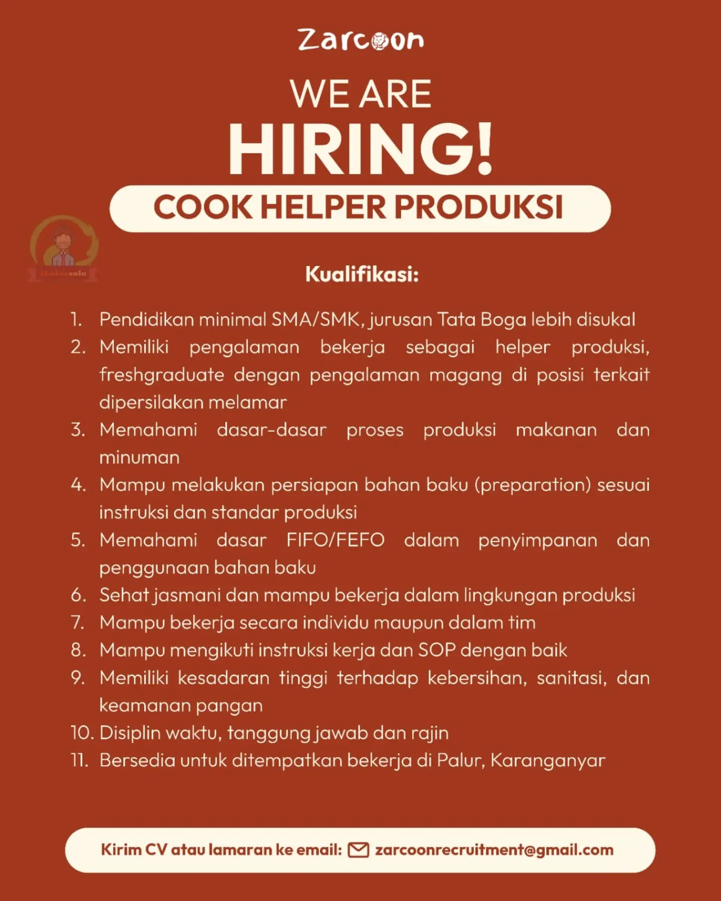Poster Lowongan Kerja Zarcoon Slide 2