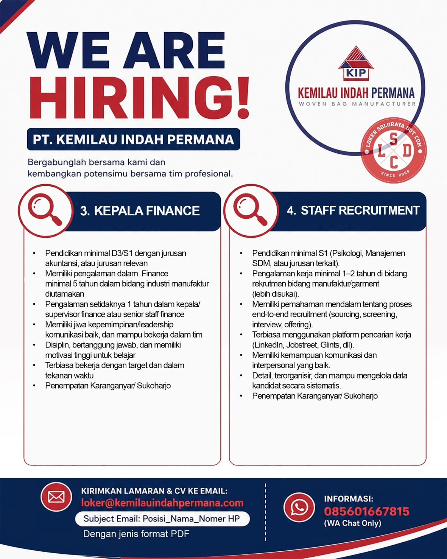 Poster Lowongan Kerja PT Kemilau Indah Permana Slide 2