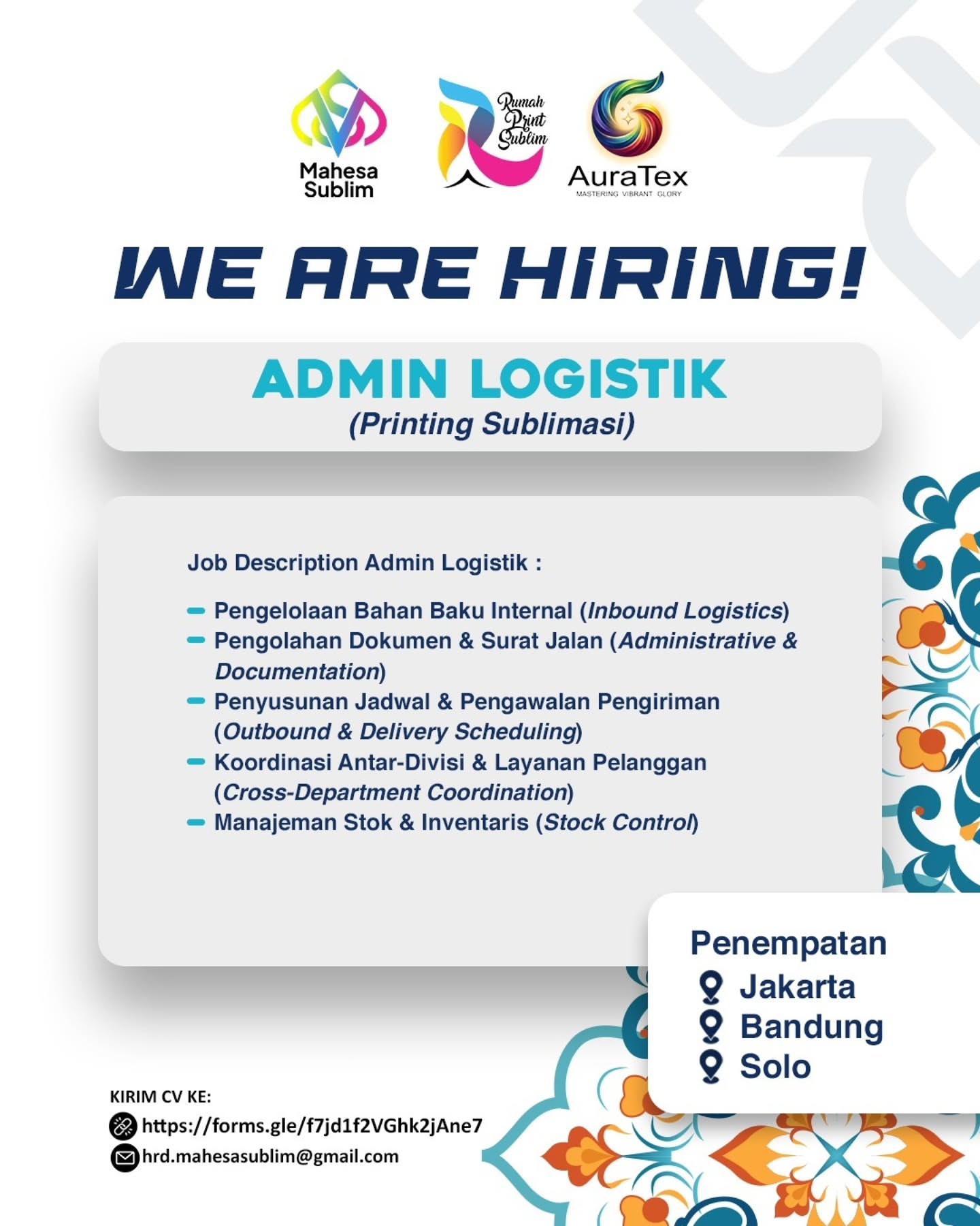 Poster Lowongan Kerja Mahesa Sublim Slide 2
