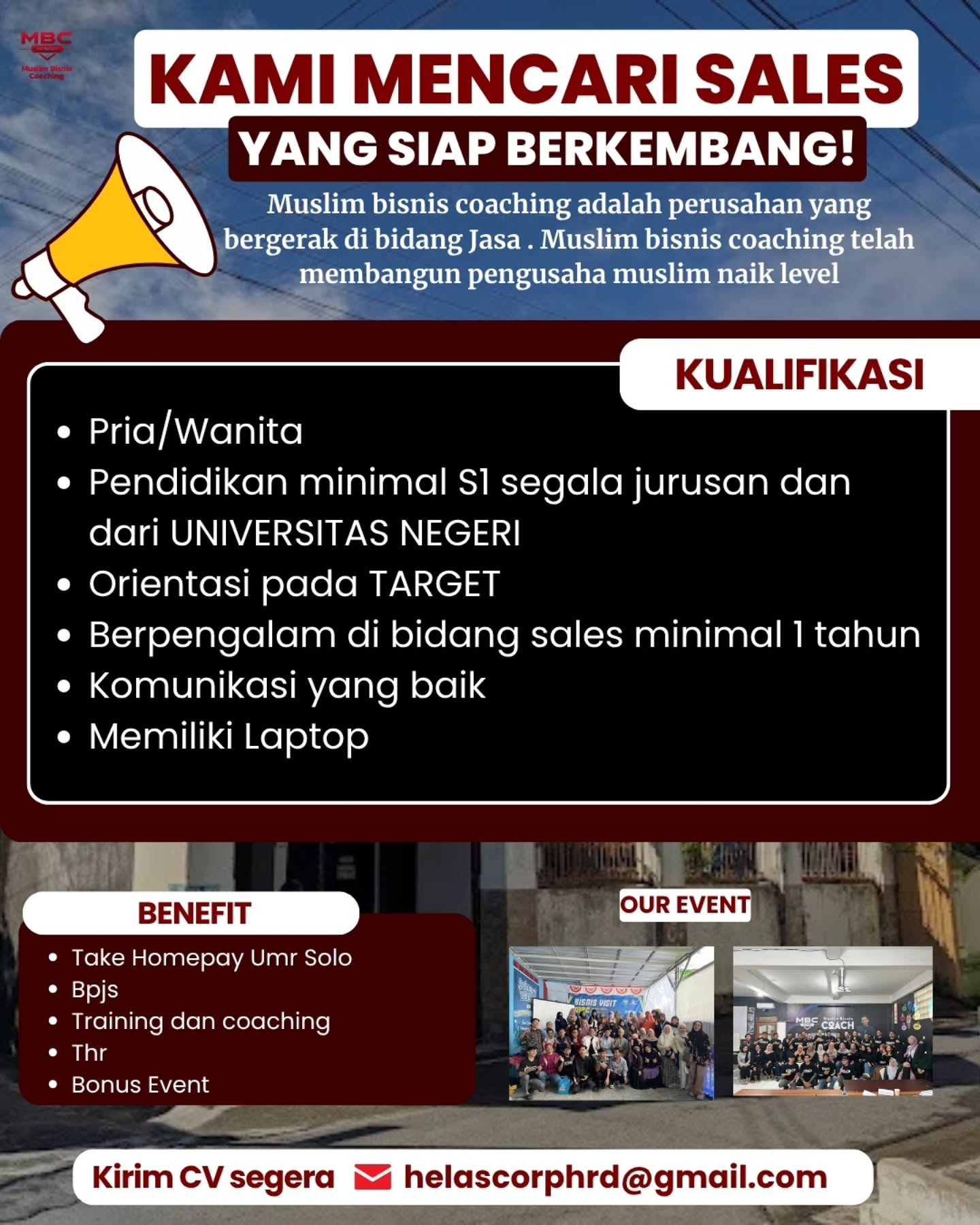 Poster Lowongan Kerja MBC Hamasah (Muslim Bisnis Coaching) Slide 2