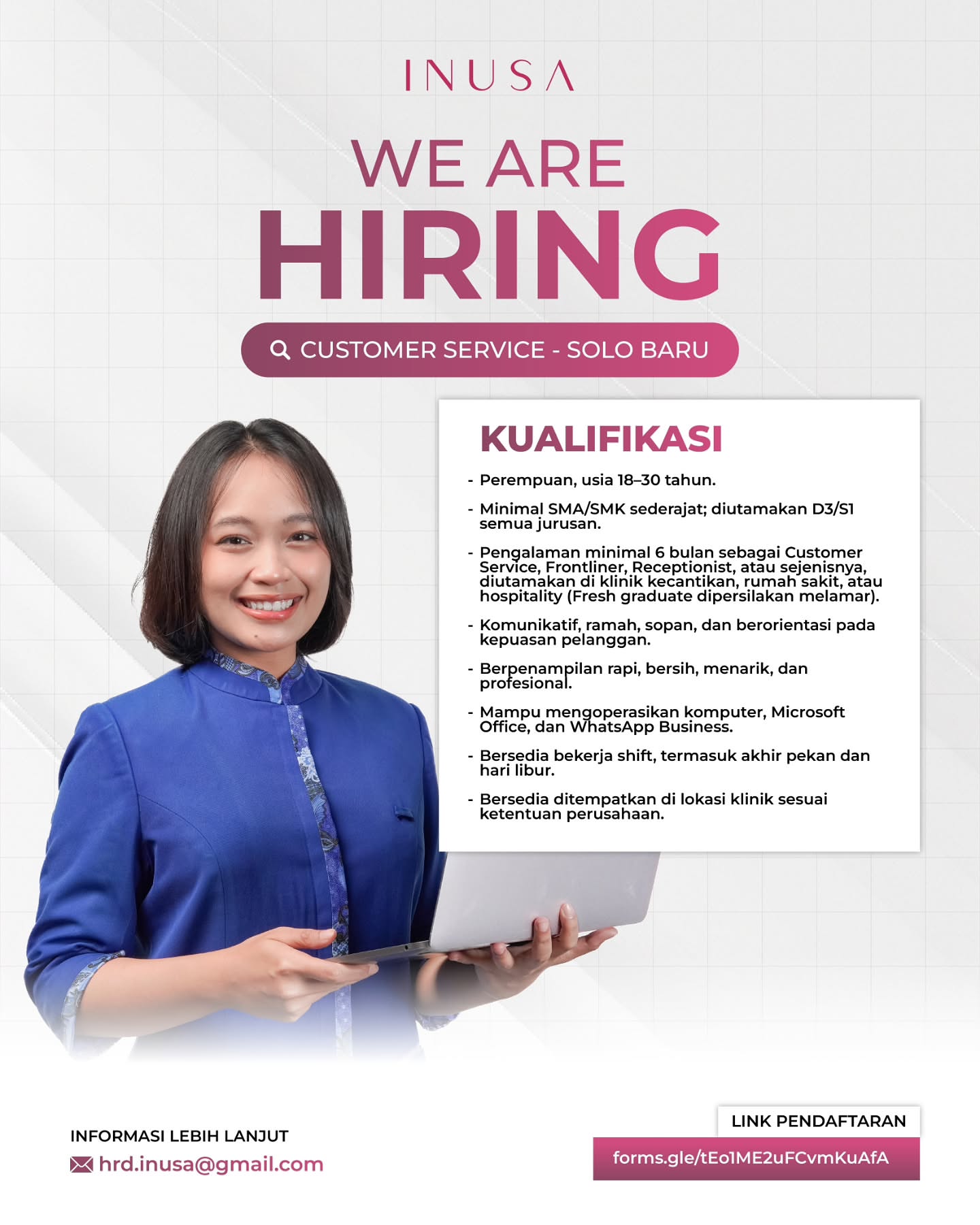 Poster Lowongan Kerja INUSA Klinik Slide 2
