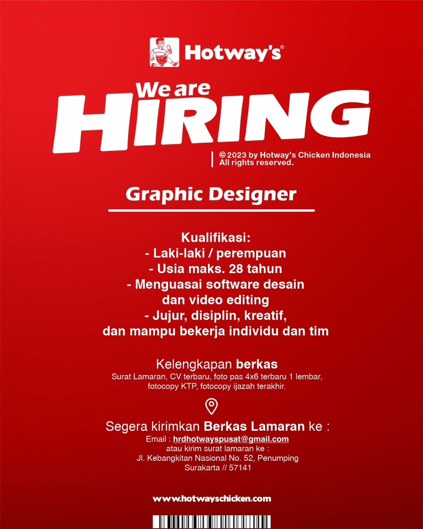 Poster Lowongan Kerja Hotway's Chicken Indonesia Slide 2