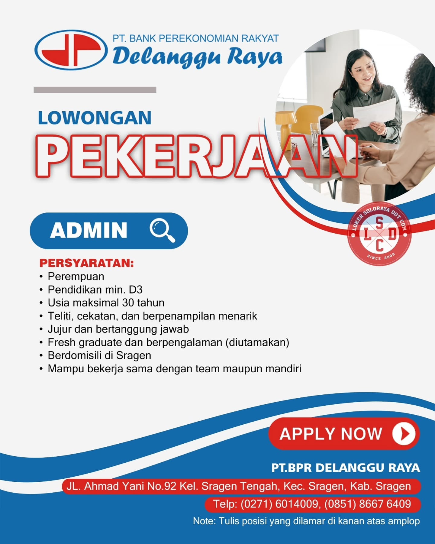 Poster Lowongan Kerja PT BPR Delanggu Raya Slide 2