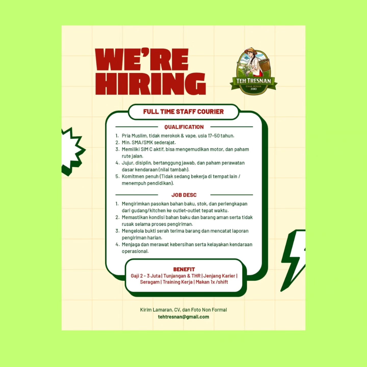 Poster Lowongan Kerja Teh Tresnan Slide 2