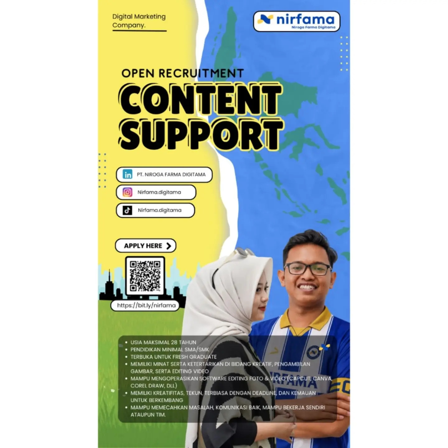 Poster Lowongan Kerja PT Niroga Farma Digitama (Nirfama) Slide 2