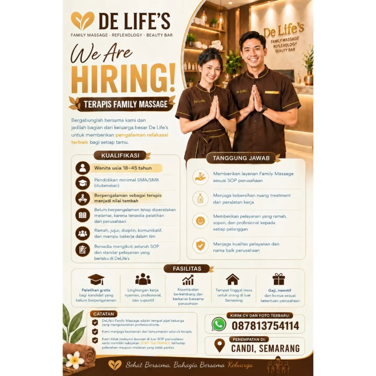 Poster Lowongan Kerja De Life's Family Massage Slide 2