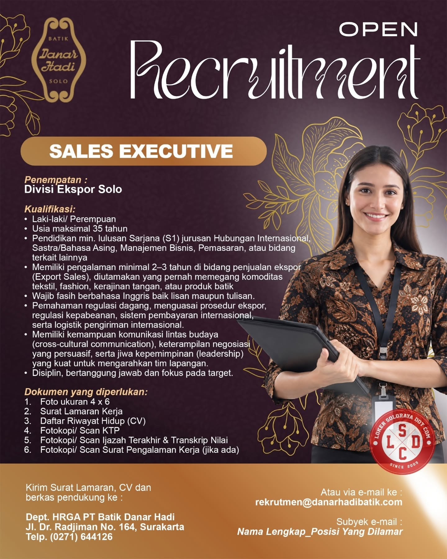 Poster Lowongan Kerja PT Batik Danar Hadi Slide 2