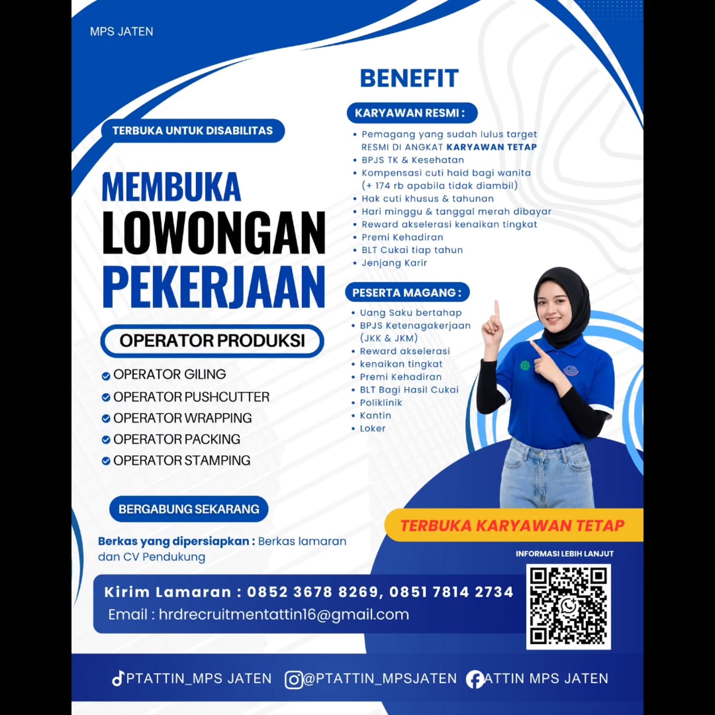 Poster Lowongan Kerja PT Attin Sigaret Indonesia (MPS Jaten) Slide 2