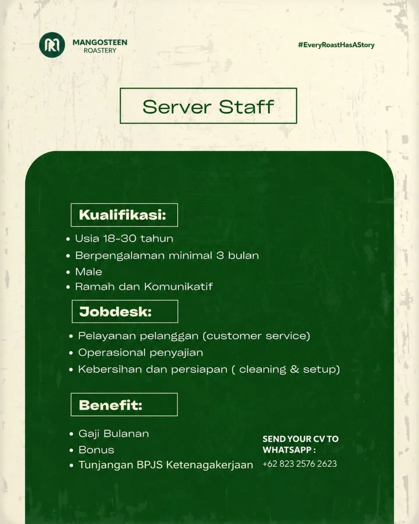 Poster Lowongan Kerja Mangosteen Roastery Slide 2