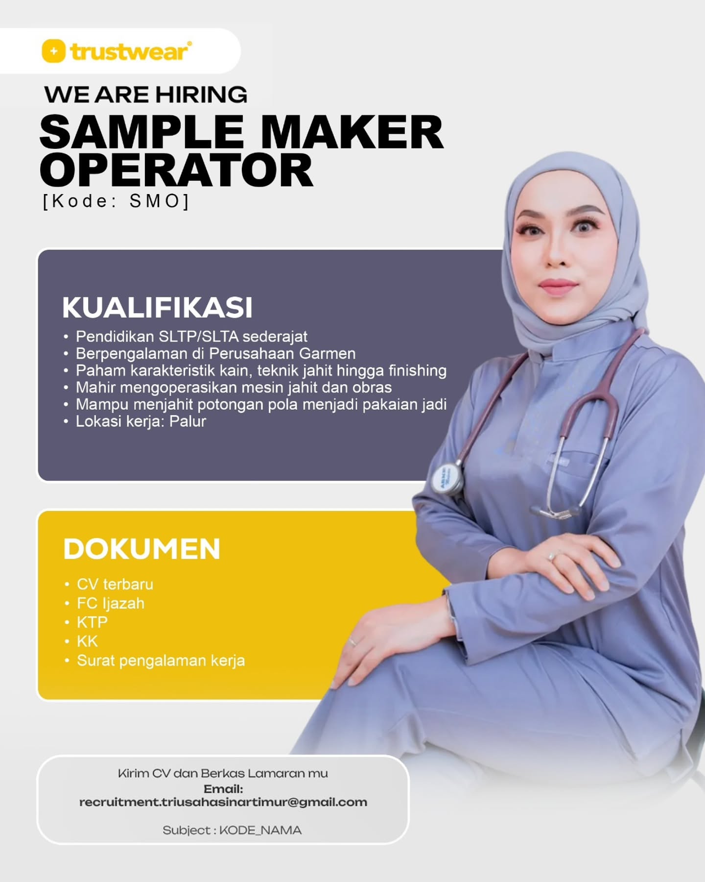 Poster Lowongan Kerja PT Tri Usaha Sinar Timur (Trustwear) Slide 2