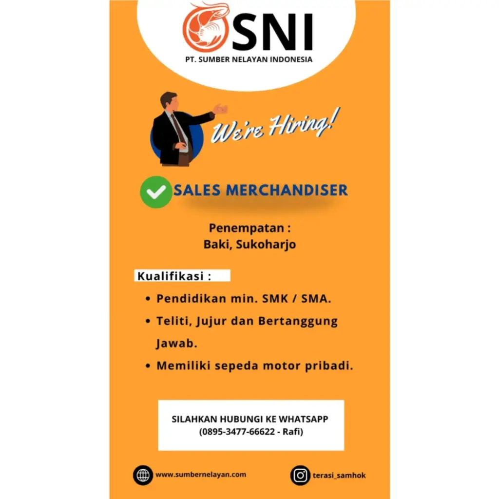 Poster Lowongan Kerja PT. Sumber Nelayan Indonesia (SNI) Slide 2