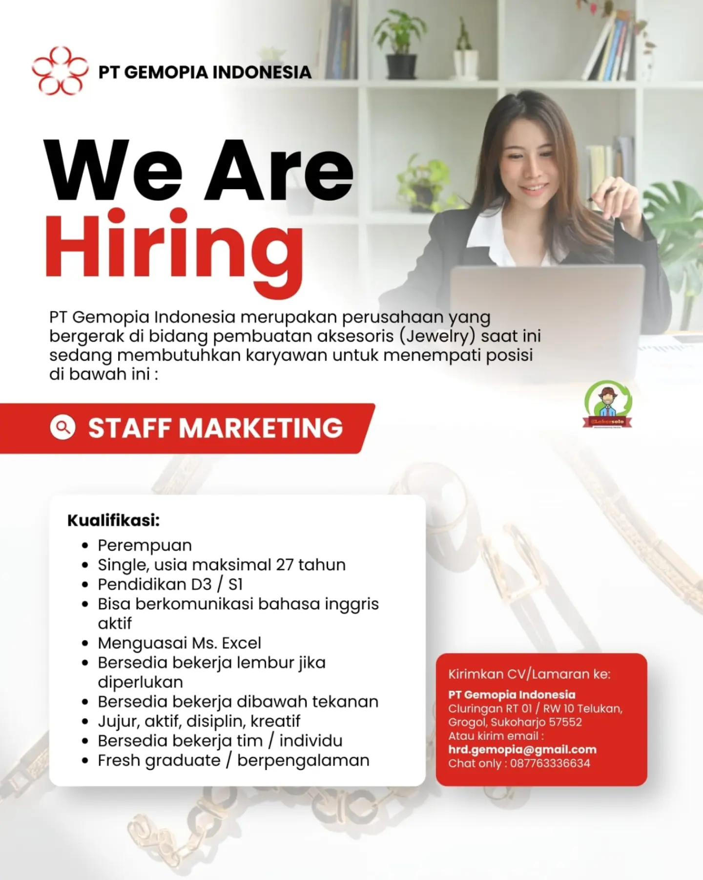 Poster Lowongan Kerja PT Gemopia Indonesia Slide 2