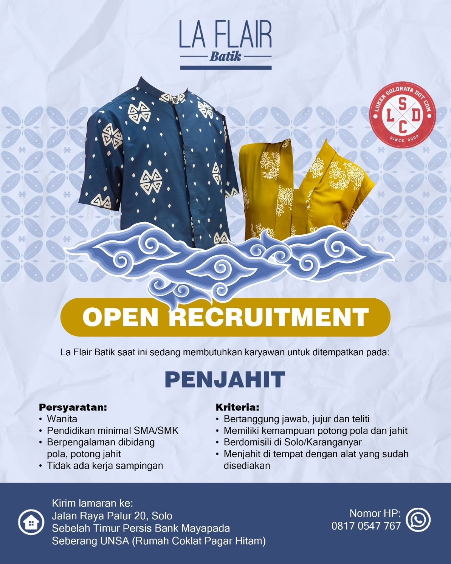 Poster Lowongan Kerja La Flair Batik Slide 2