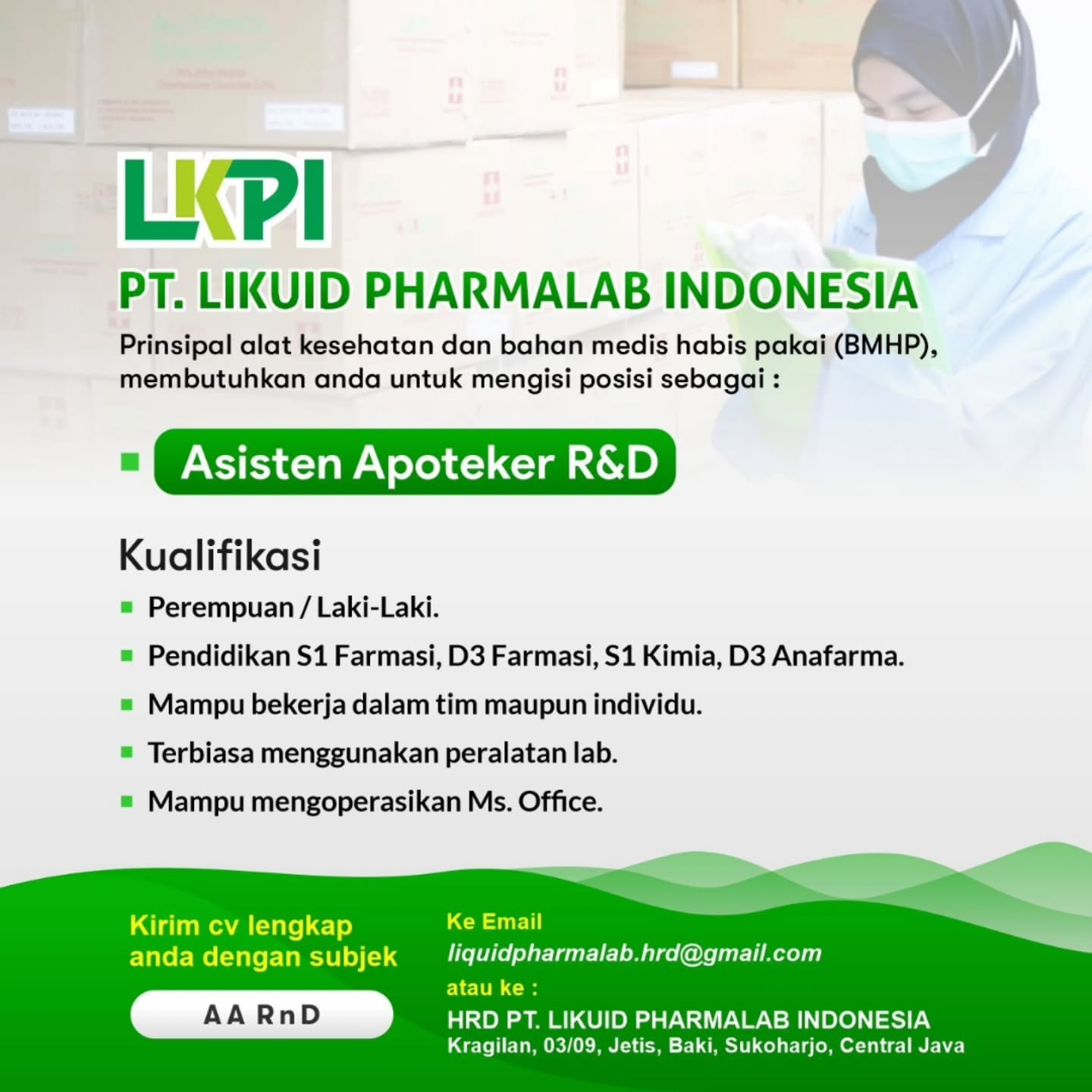 Poster Lowongan Kerja PT. Likuid Pharmalab Indonesia Slide 2