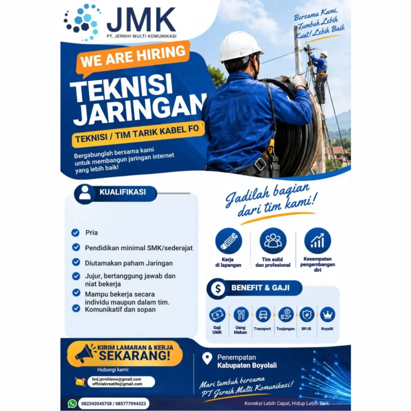Poster Lowongan Kerja PT. Jernih Multi Komunikasi (JMK) Slide 2