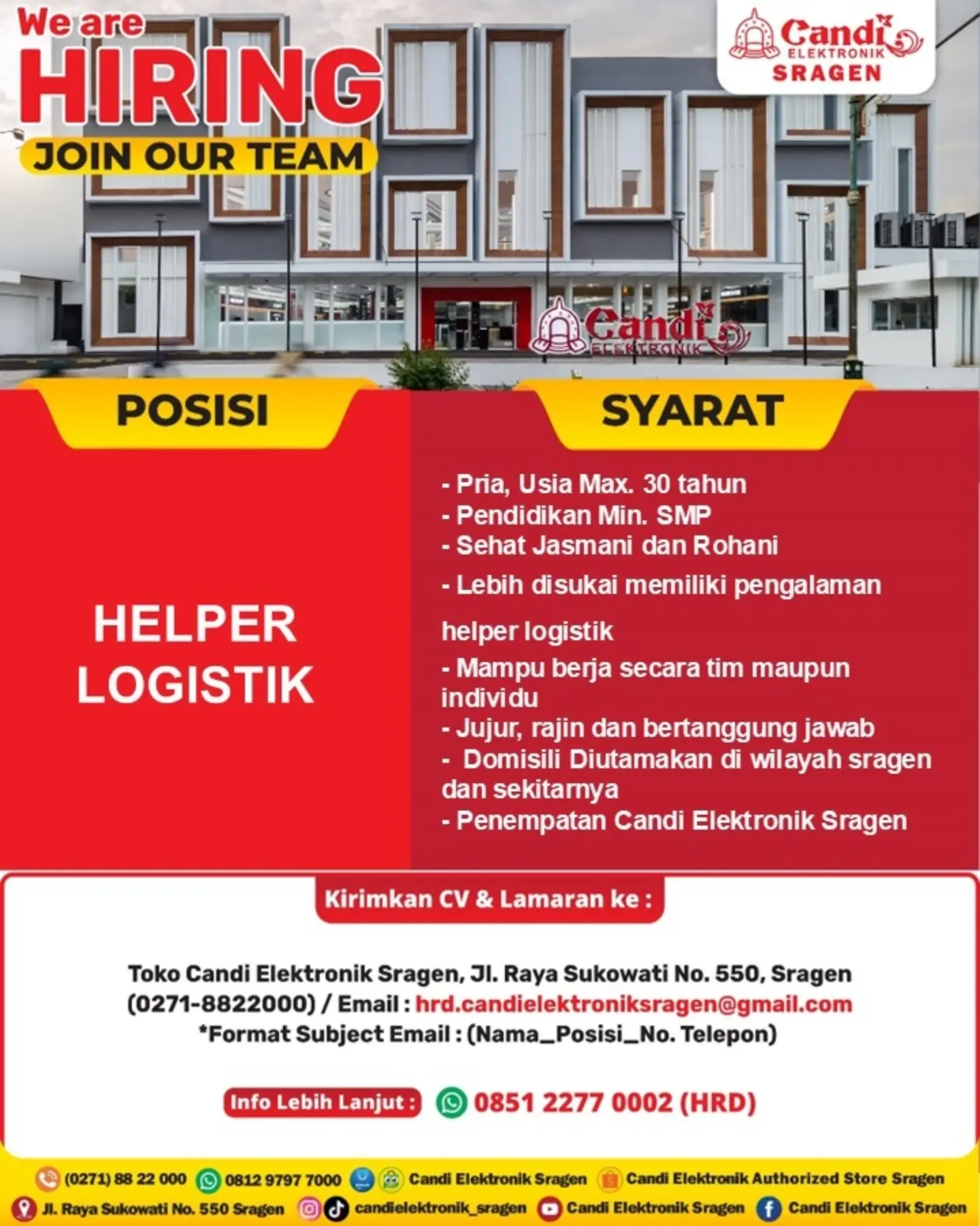 Poster Lowongan Kerja Candi Elektronik Sragen Slide 2
