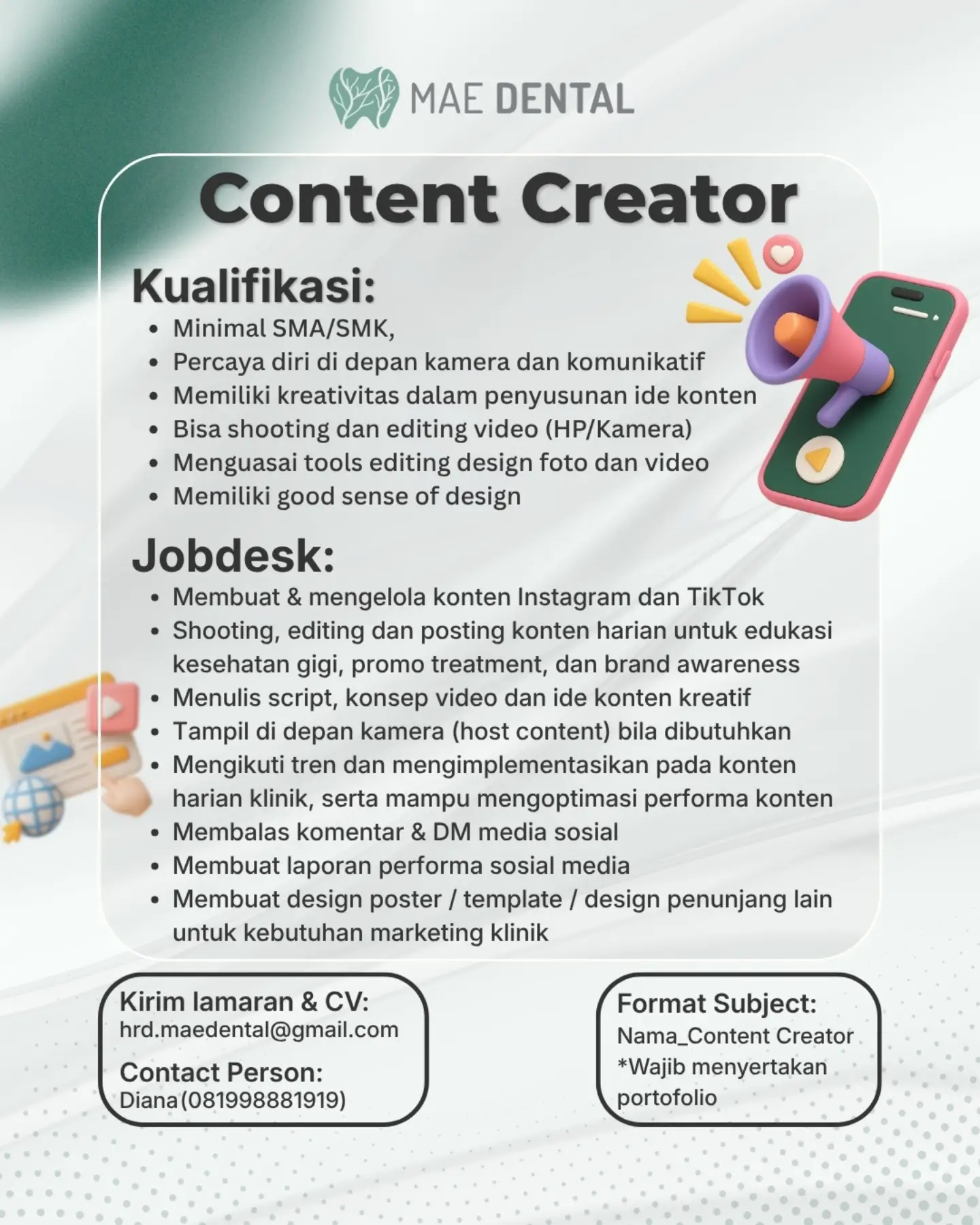 Poster Lowongan Kerja Mae Dental Slide 2