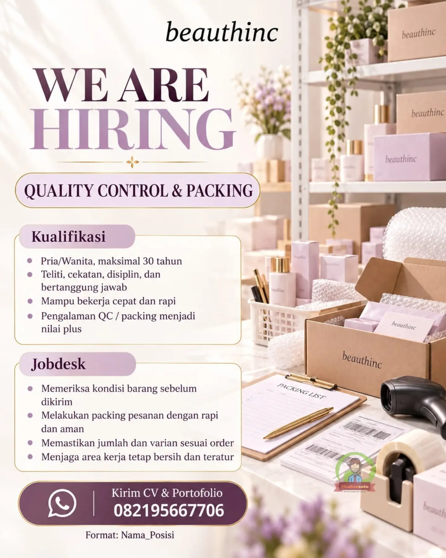 Poster Lowongan Kerja Beauthinc Slide 2
