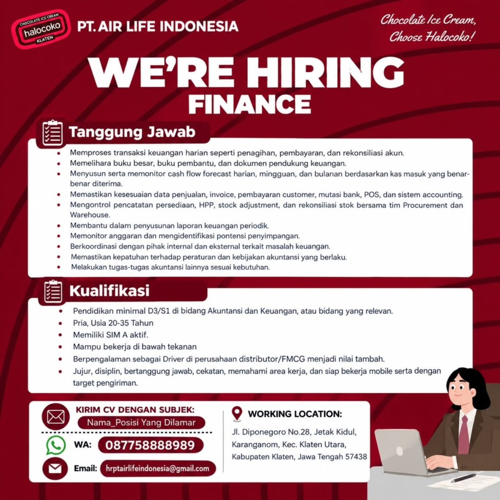 Poster Lowongan Kerja PT Air Life Indonesia - Halocoko Ice Cream Slide 3