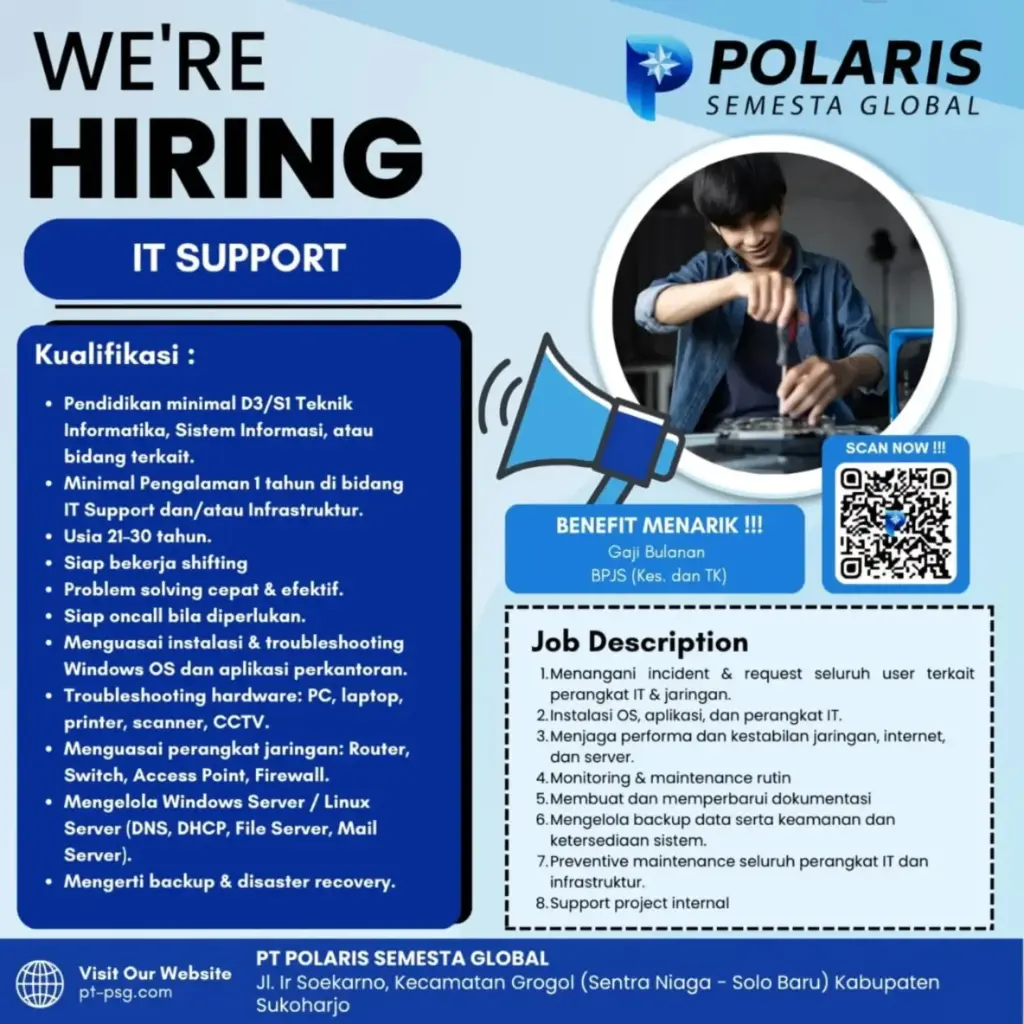Poster Lowongan Kerja PT POLARIS SEMESTA GLOBAL Slide 3