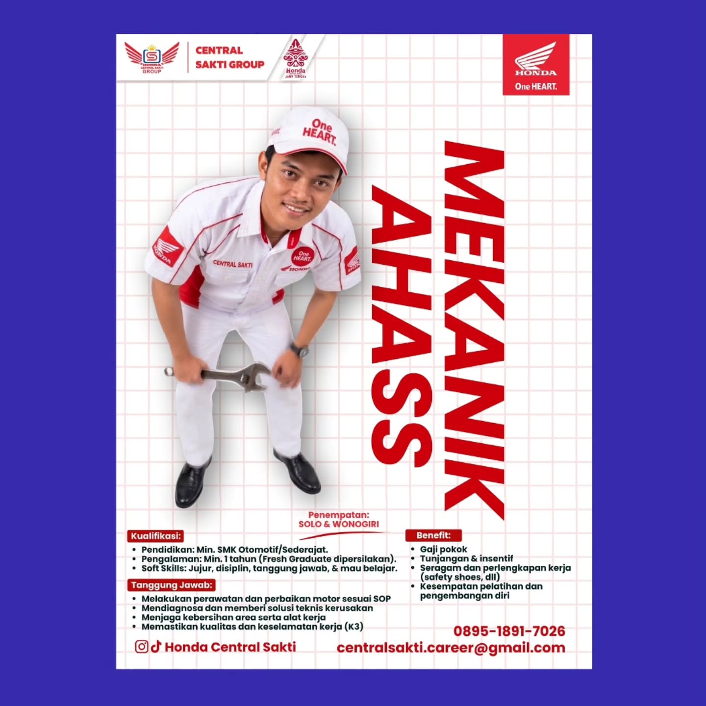 Poster Lowongan Kerja Honda Central Sakti Group Slide 3