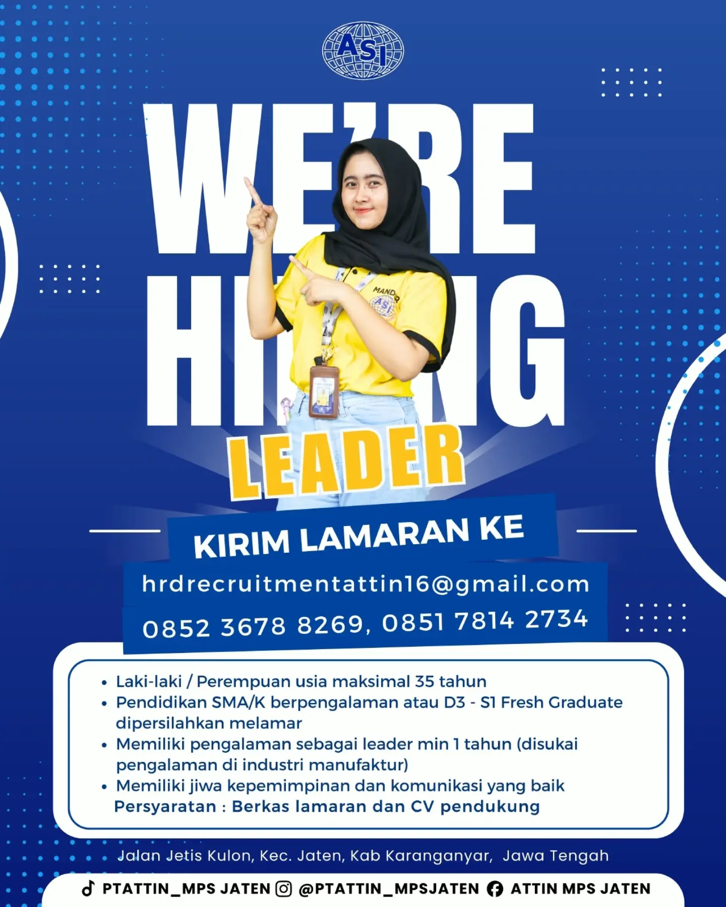 Poster Lowongan Kerja PT Attin Sigaret Indonesia & Taroma Sukowati Slide 3