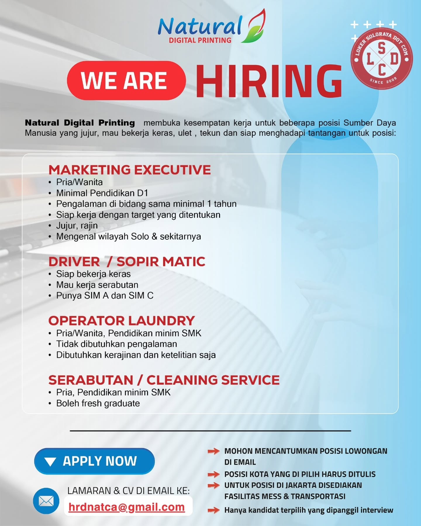 Poster Lowongan Kerja Natural Digital Printing Slide 3