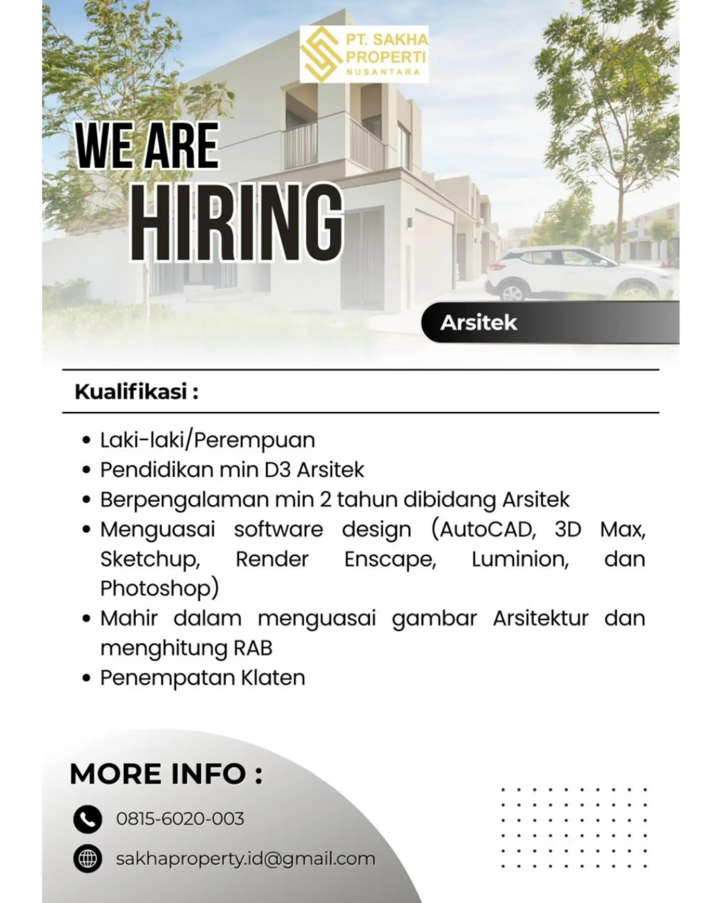 Poster Lowongan Kerja PT Sakha Properti Nusantara Slide 3
