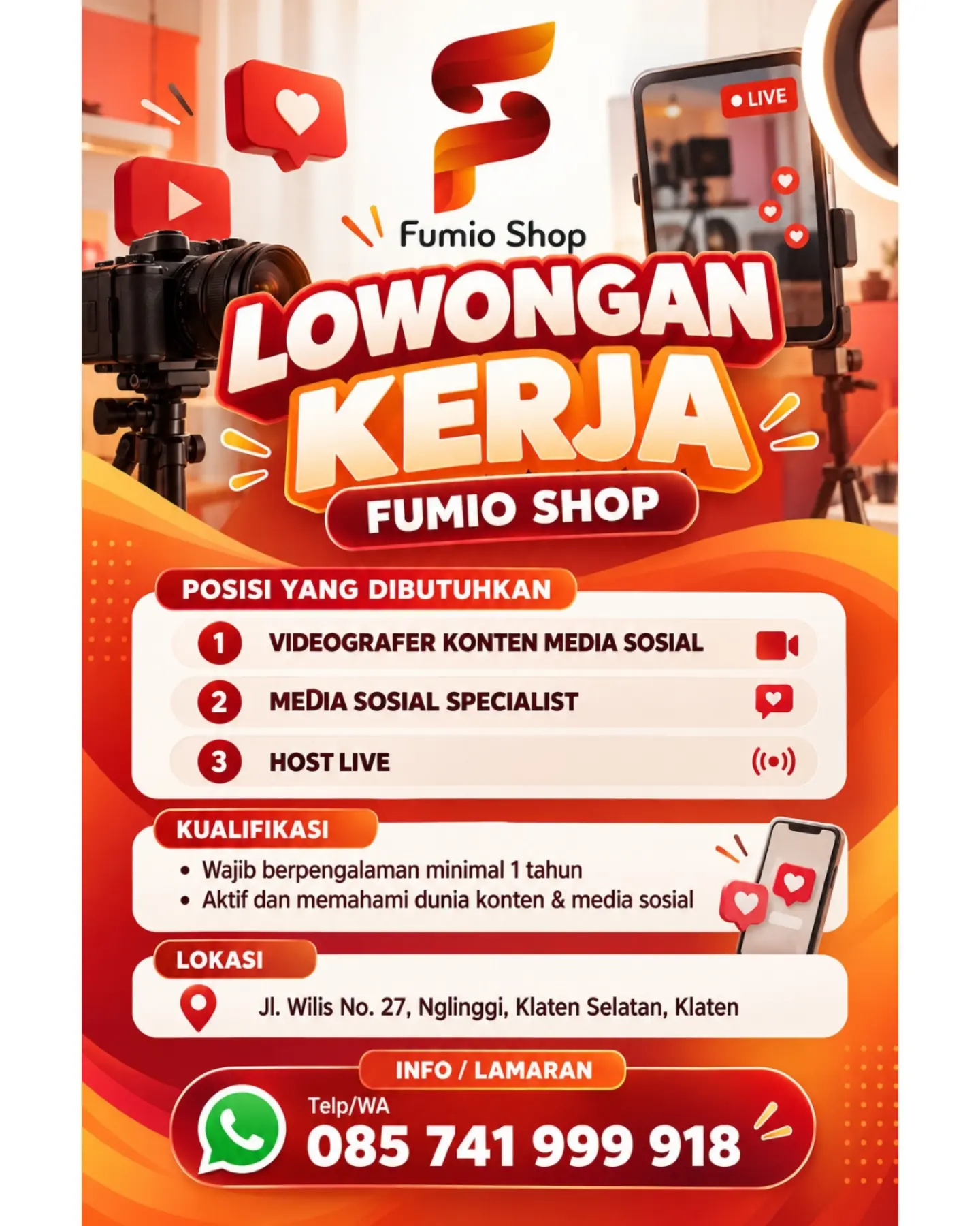 Poster Lowongan Kerja Kenta Motor & Fumio Shop Slide 3